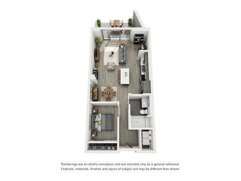 a floor plan of a 1 bedroom apartment